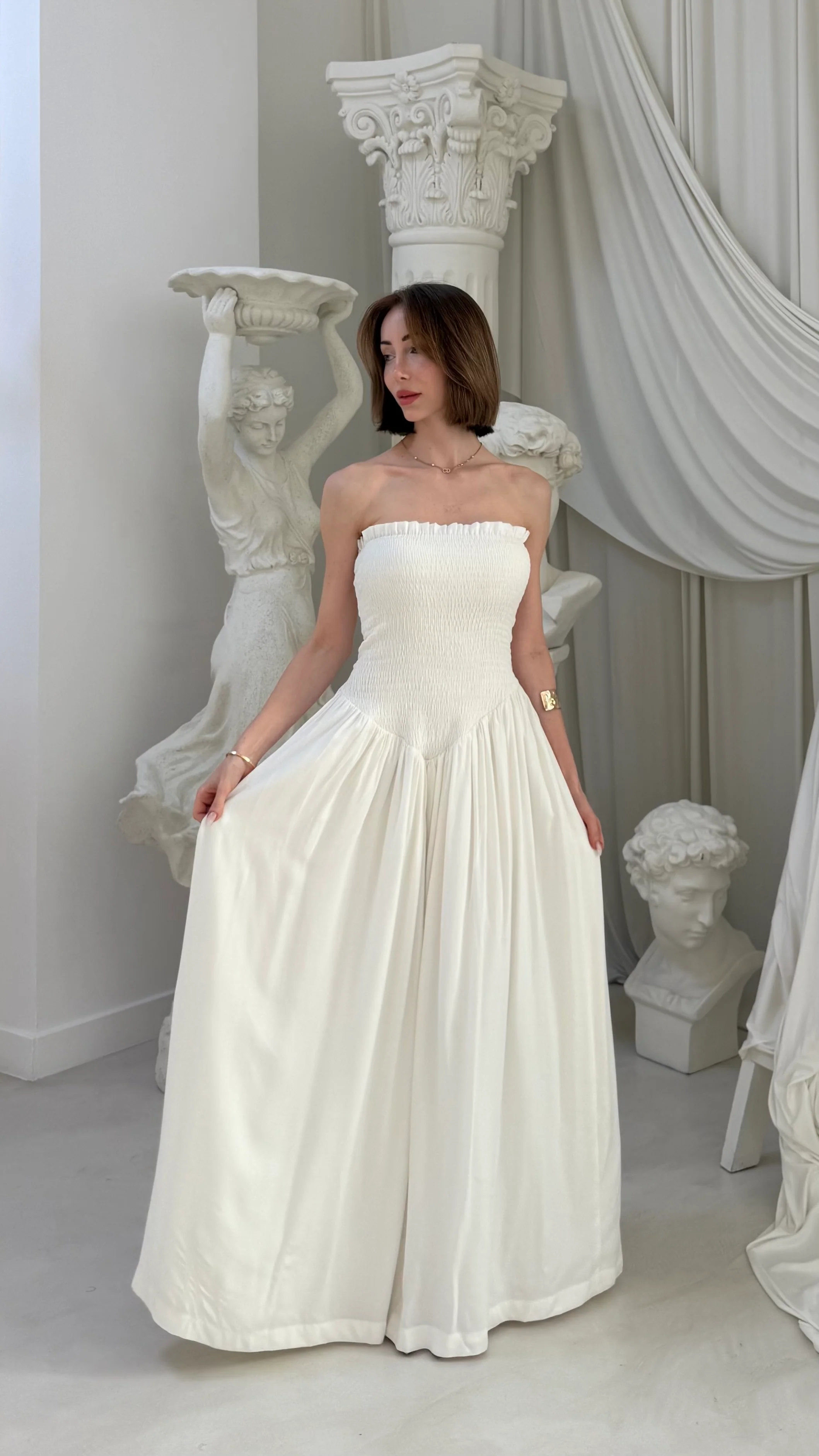 Biffy Ruffle Dress – Ecru White - Image 2