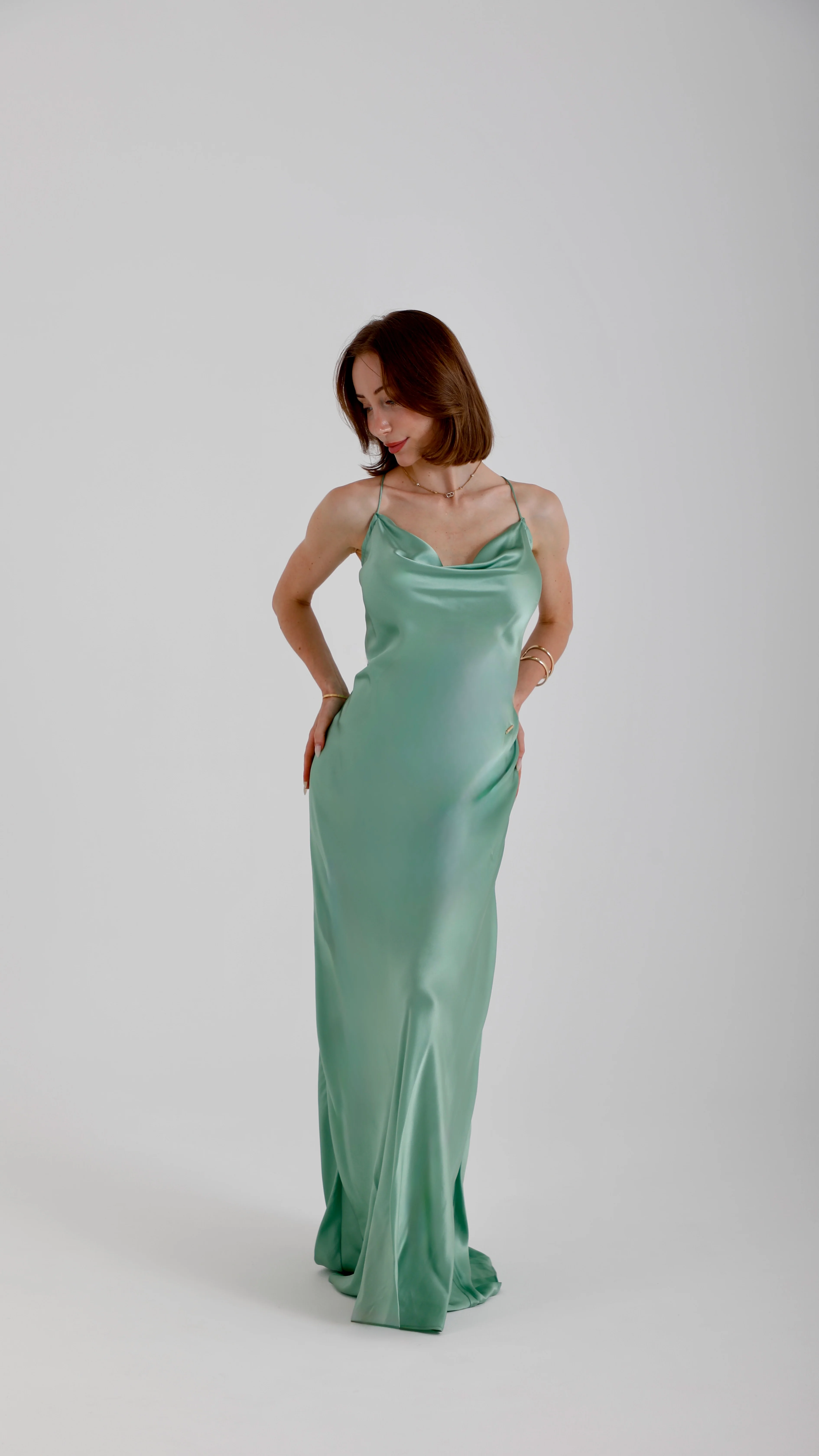 Silk Lace Back Maxi Dress – Sea Foam
